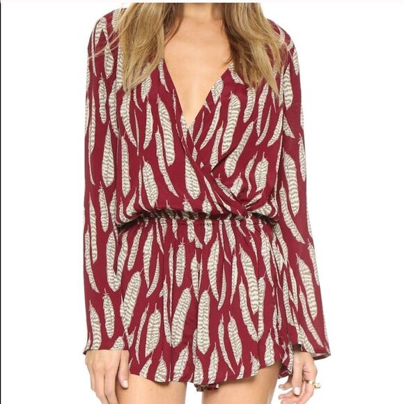 BLUE LIFE BOHO SLEEVE ROMPER IN BORDEAUX - Picture 2 of 7